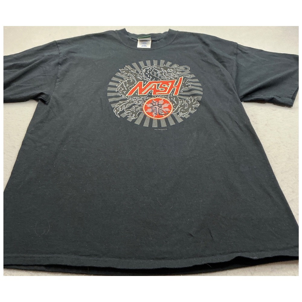 Nash‎ Vintage Y2K T-Shirt Dragon Graphic Skate Streetwear XL Black Cotton